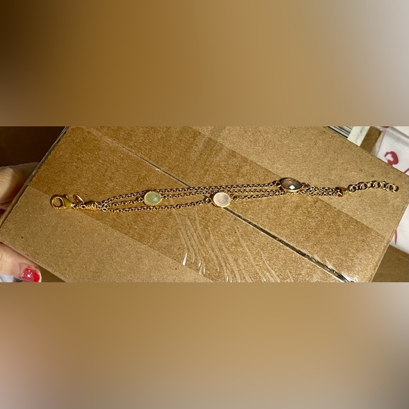 Gold tone chain gemstone bracelet Sz’s 6 1/2 -7 3/4 - Picture 7 of 10